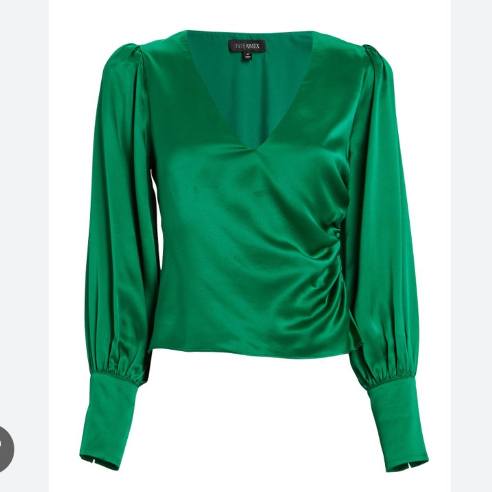 INTERMIX Ashley Satin V-Neck Top